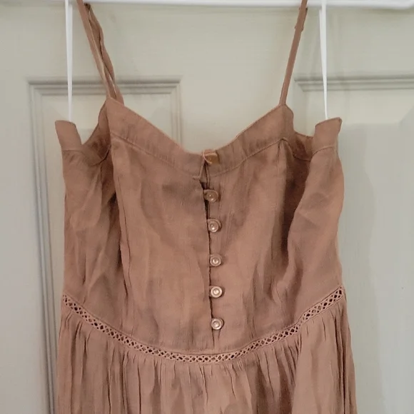 Love Tree Tan Maxi Dress with Button Detail - Picture 2 of 7